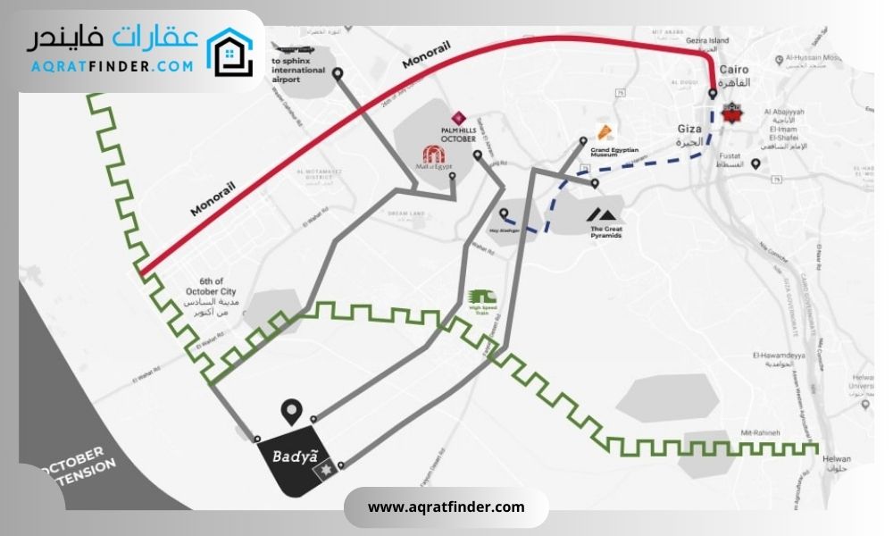 موقع مشروع بادية بالم هيلز