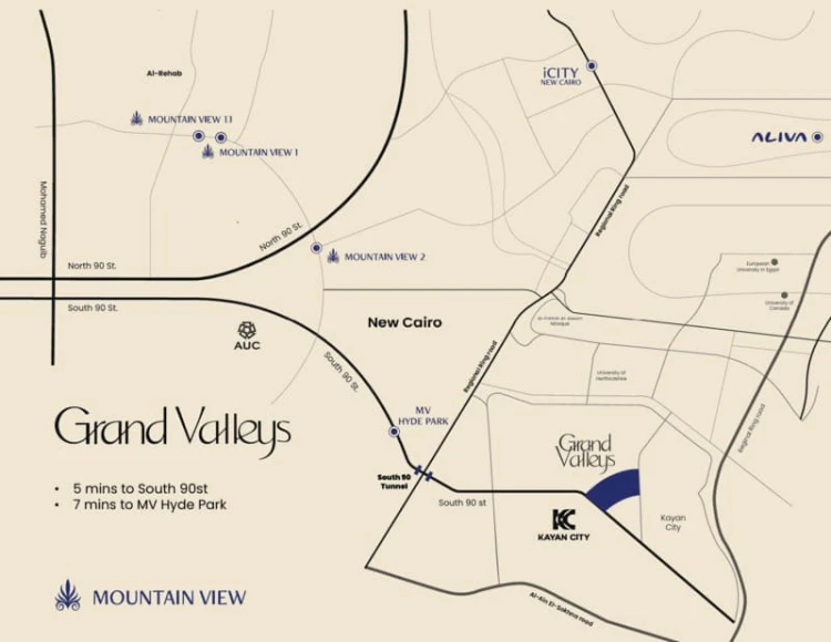 موقع Compound Mountain View Grand Valleys New Capital