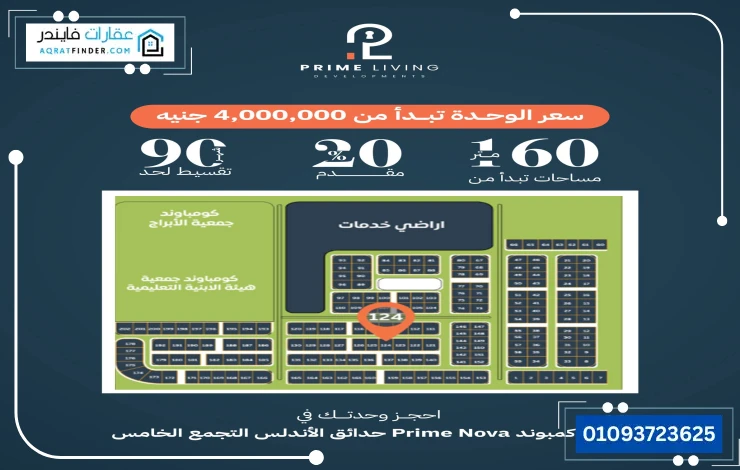 مساحة وتصميم مشروع برايم نوفا التجمع الخامس